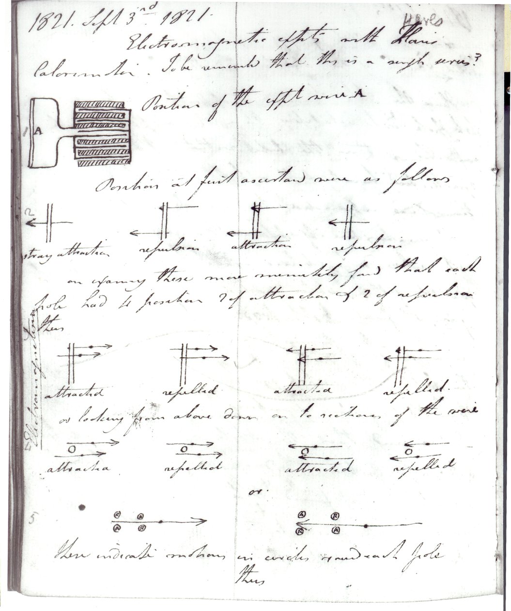 Pagina 72 dal taccuino di Faraday, sull