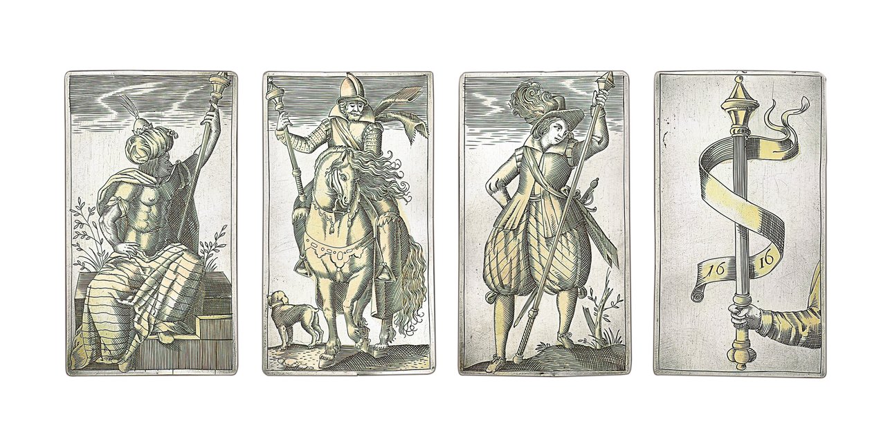 (dettaglio) Set di 52 carte da gioco incise nei quattro semi italiani, Augusta da Michael Froemmer