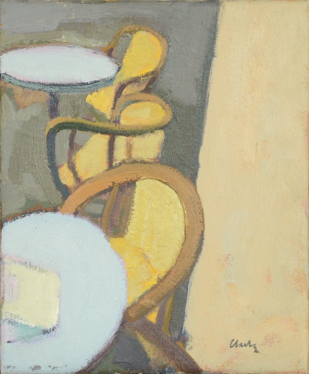 Piano del tavolo del caffè, 2017 (olio su lino) da Michael G. Clark