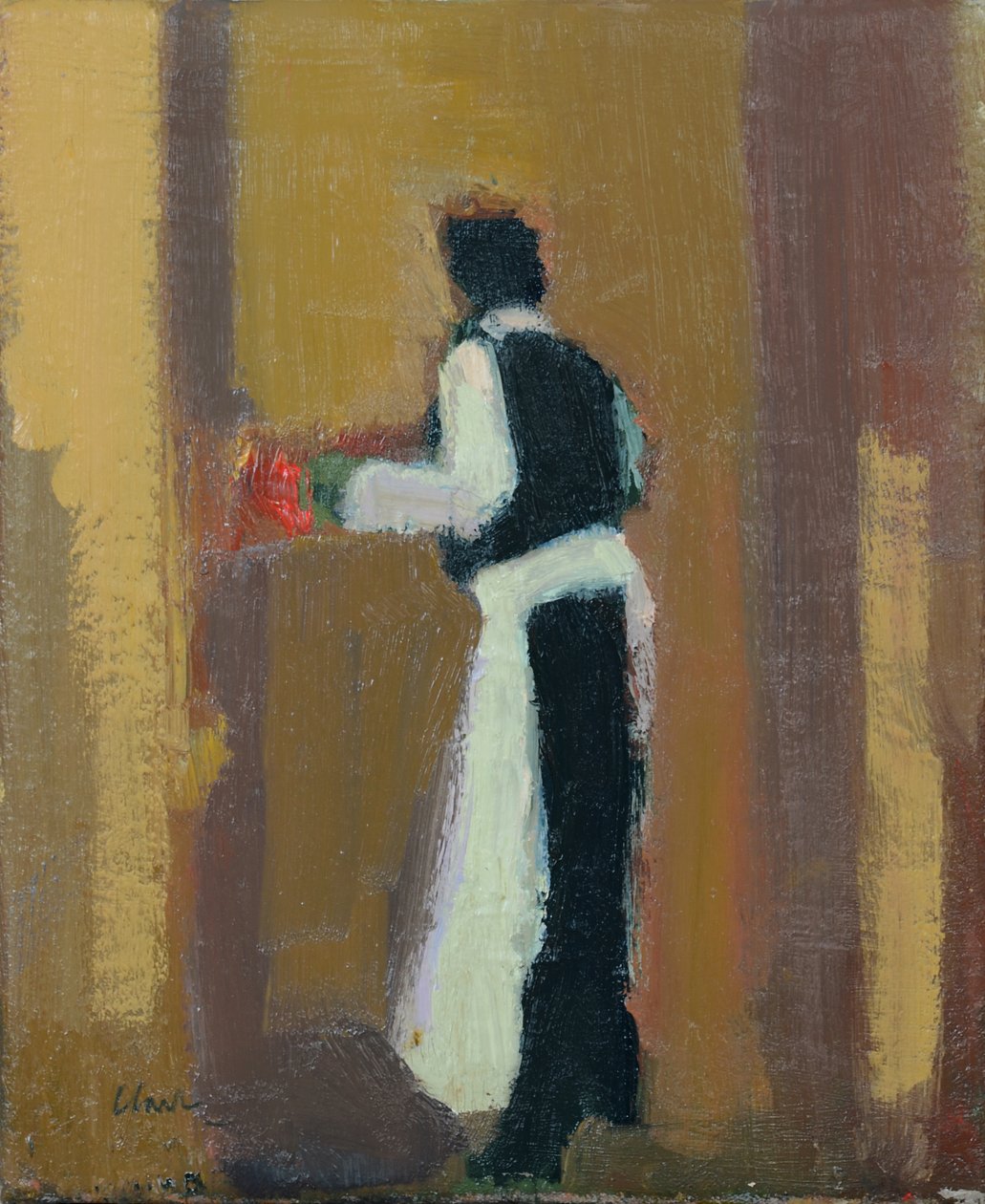 Cameriere parigino, 2015 (olio su lino) da Michael G. Clark