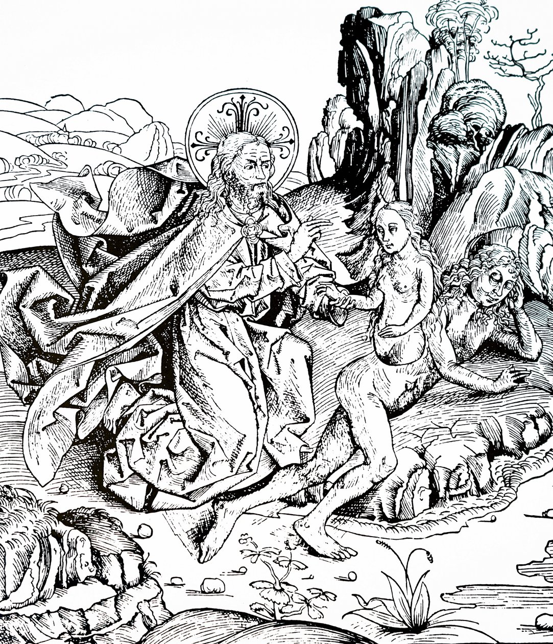 La creazione di Adamo ed Eva dalla Cronaca di Norimberga da Michael & Pleydenwurff W. (d.1494) Wolgemuth