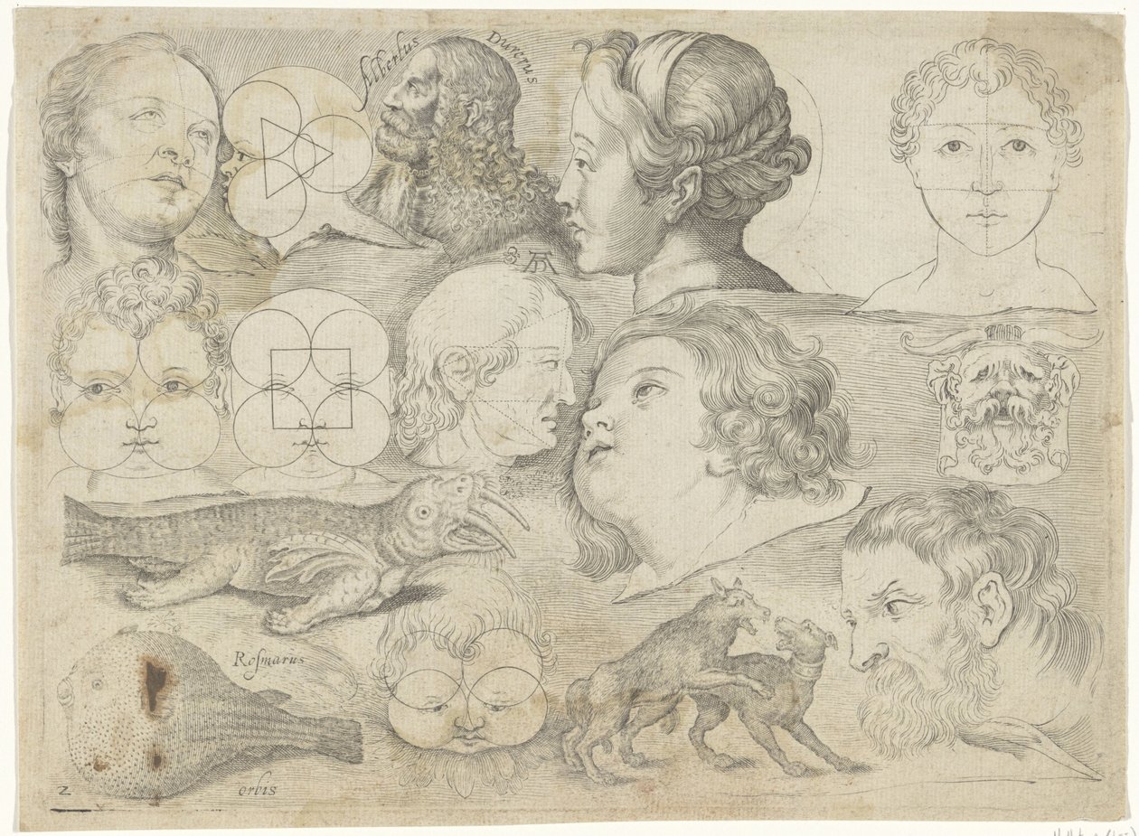 Foglio di esercitazione con esempi di disegni: figure, animali ecc. da Michael Snijders