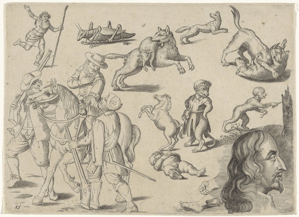 Foglio di esercitazione con esempi di disegno: figure e animali da Michael Snijders