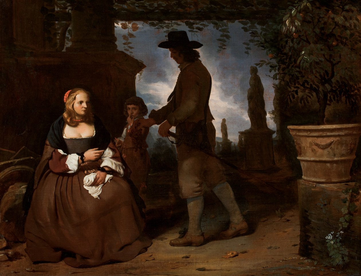 Una giovane coppia e un ragazzo in un giardino, c. 1650 da Michael Sweerts