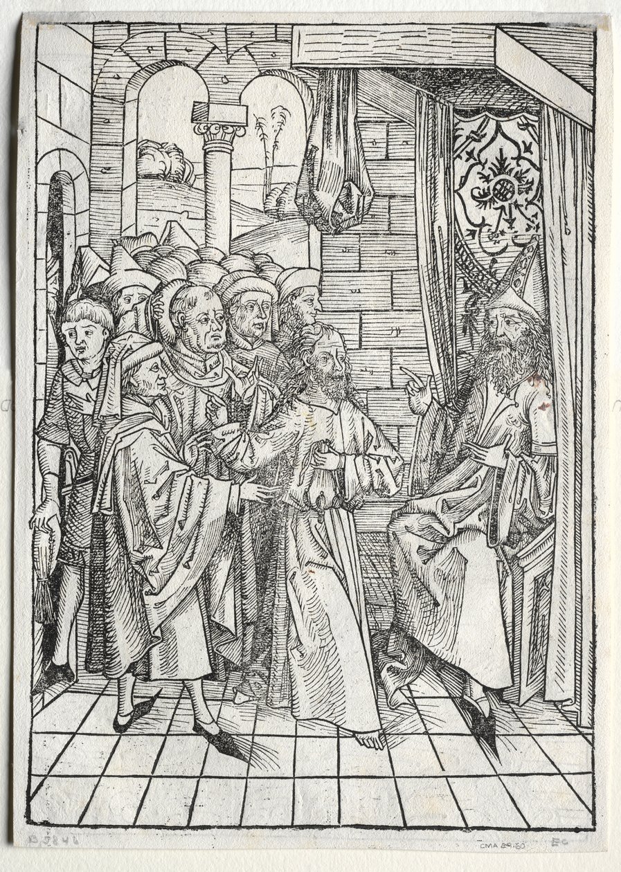 Der Schatzbehalter: Cristo davanti a Caifa (verso) da Michael Wolgemut