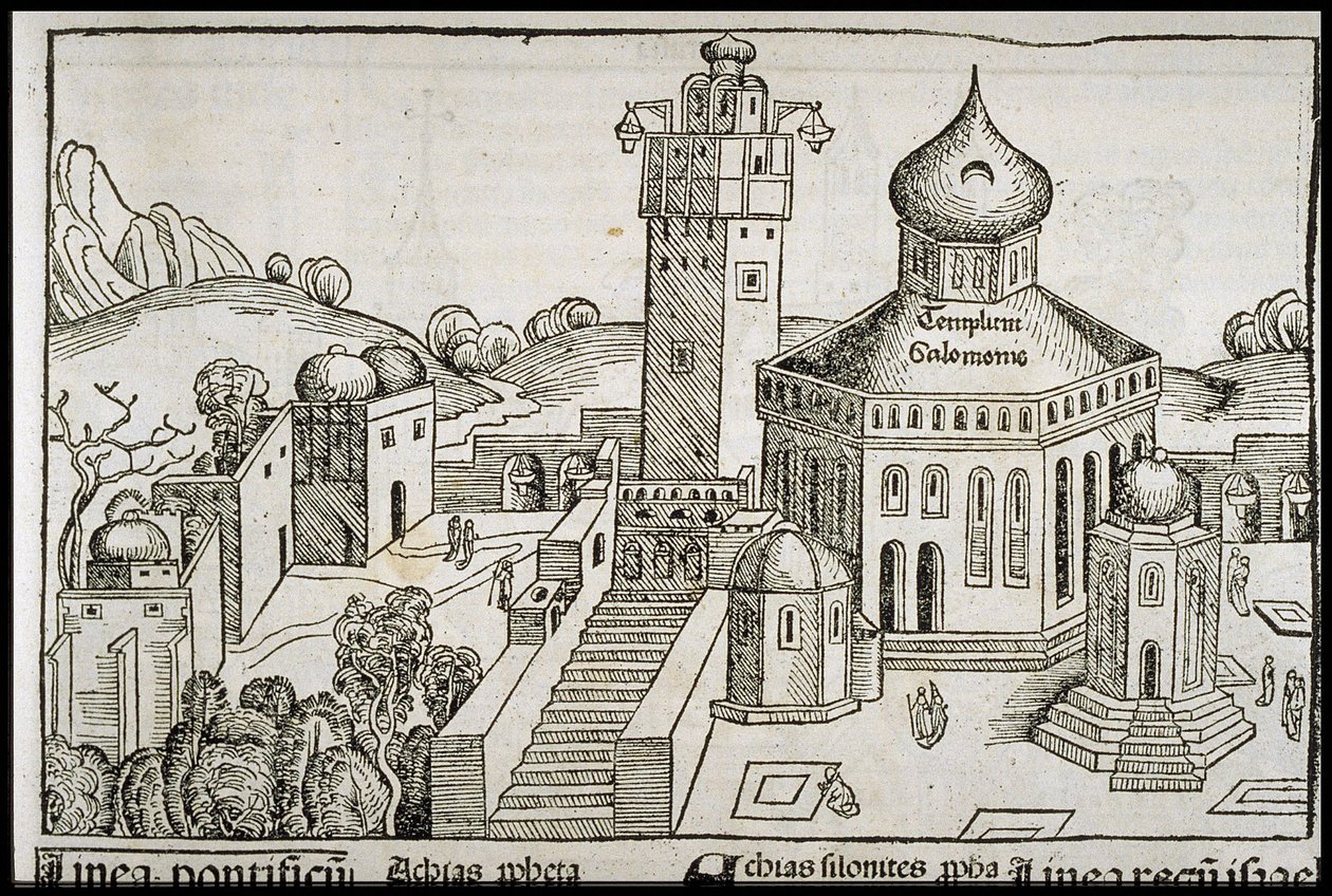 Templum Salomonie dalla Cronaca del mondo di Schedel, ca 1493 da Michael Wolgemut