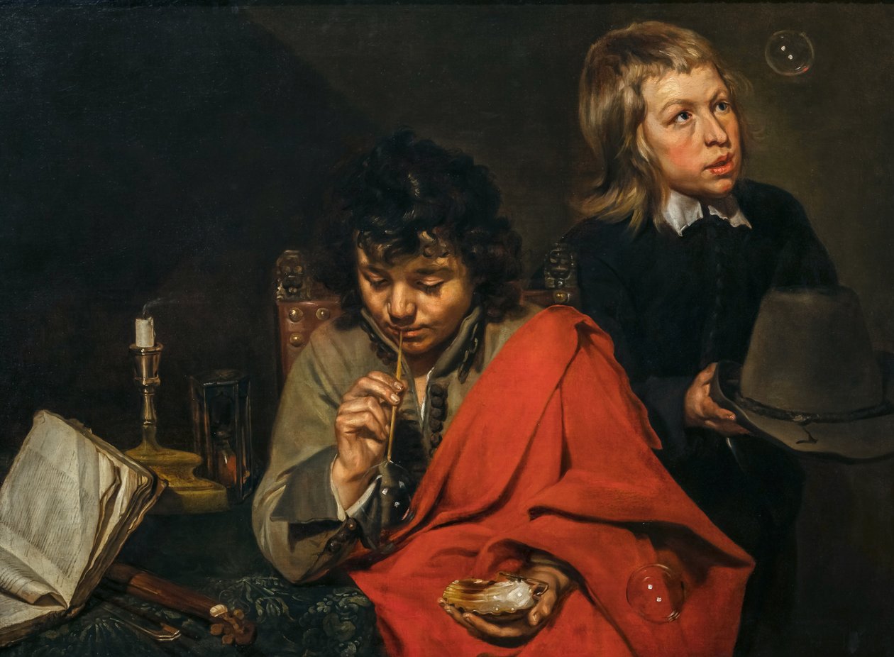 Ragazzi che soffiano bolle, c.1640 da Michaelina Wautier
