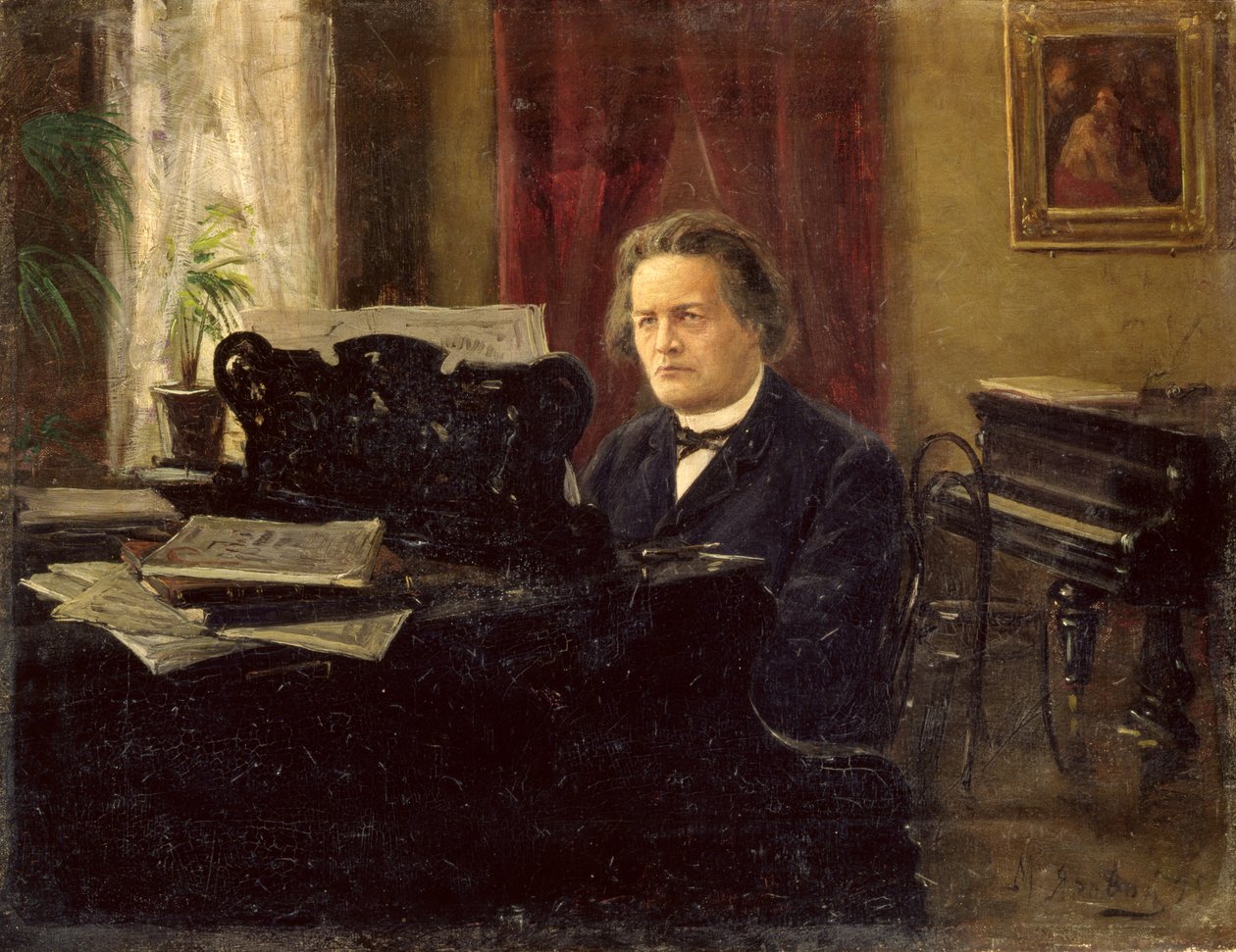 Ritratto del compositore Anton Rubinstein (1829-1894) da Michail Michailovich Yarowoy