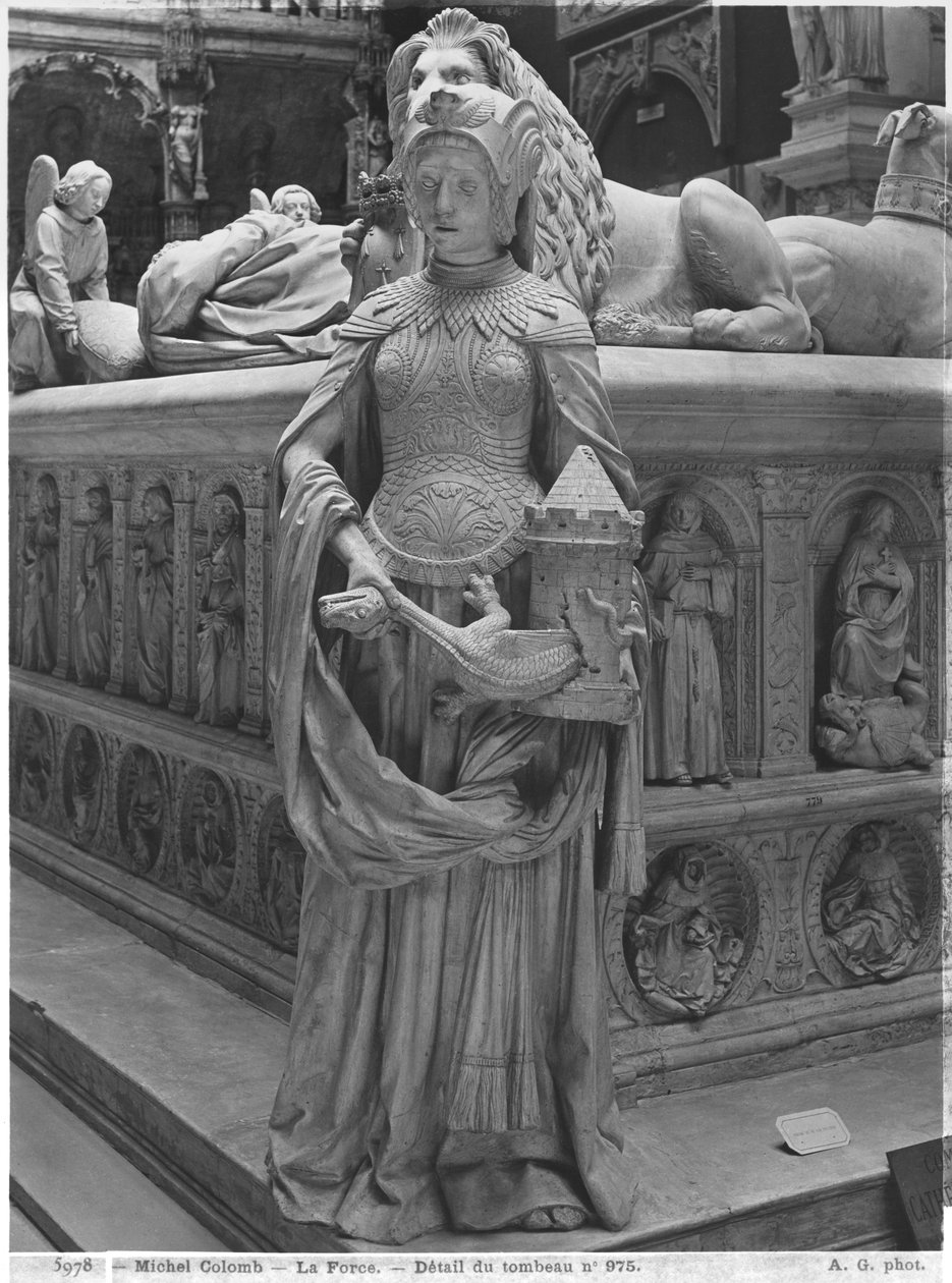 Cattedrale di San Pietro e San Paolo di Nantes, Tomba di Francesco II, Duca di Bretagna e Margherita di Foix, dettaglio di Fortezza, 1502-07 da Michel Colombe
