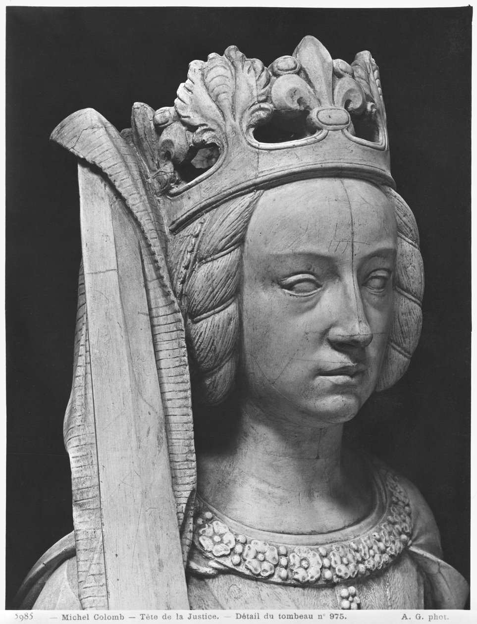 Nantes, Cattedrale di San Pietro e San Paolo, Tomba di Francesco II, Duca di Bretagna e Margherita di Foix, testa della Giustizia, 1502-07 da Michel Colombe