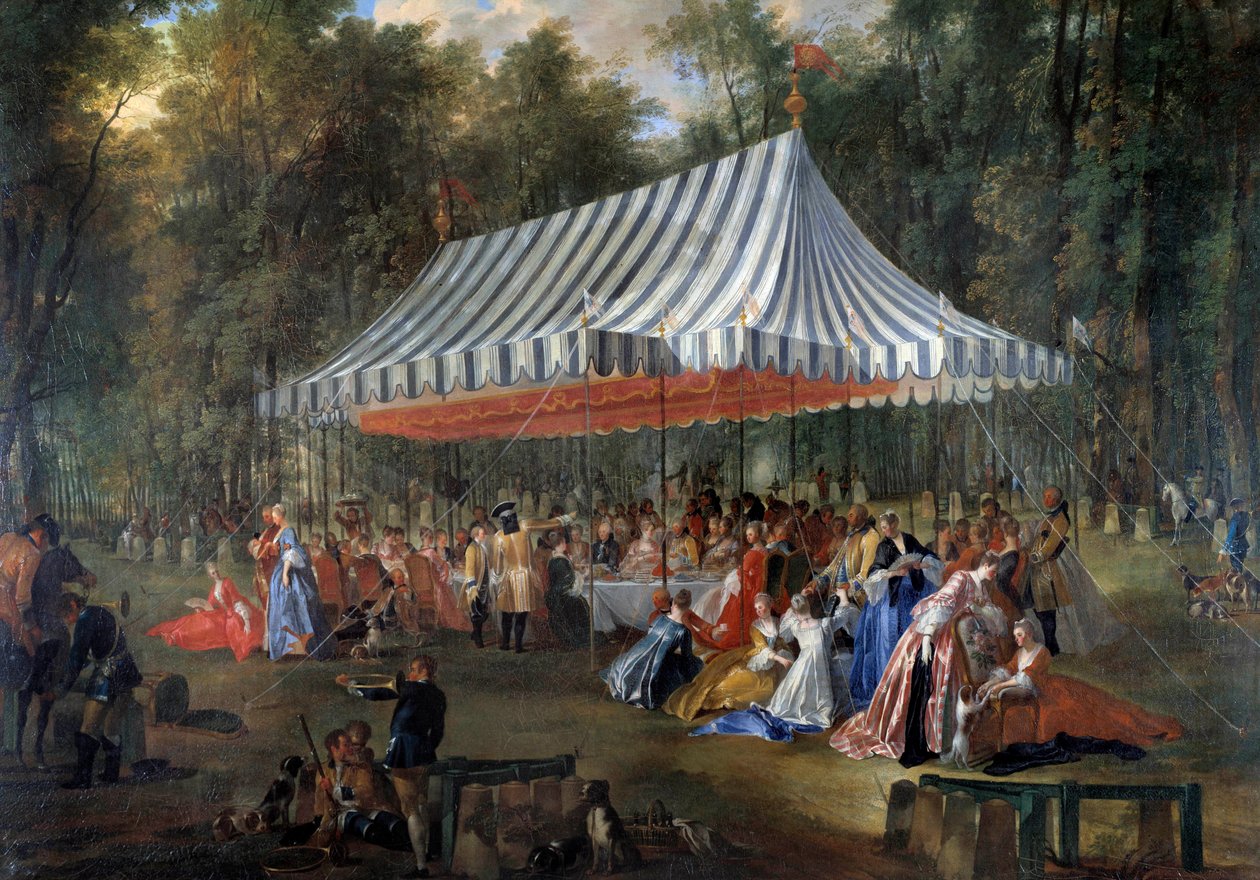 Festa data da Luigi Francesco Giuseppe di Borbone, Principe di Conti, al Principe Ereditario Carlo Guglielmo Ferdinando di Brunswick Lüneburg da Michel Barthelemy Ollivier or Olivier