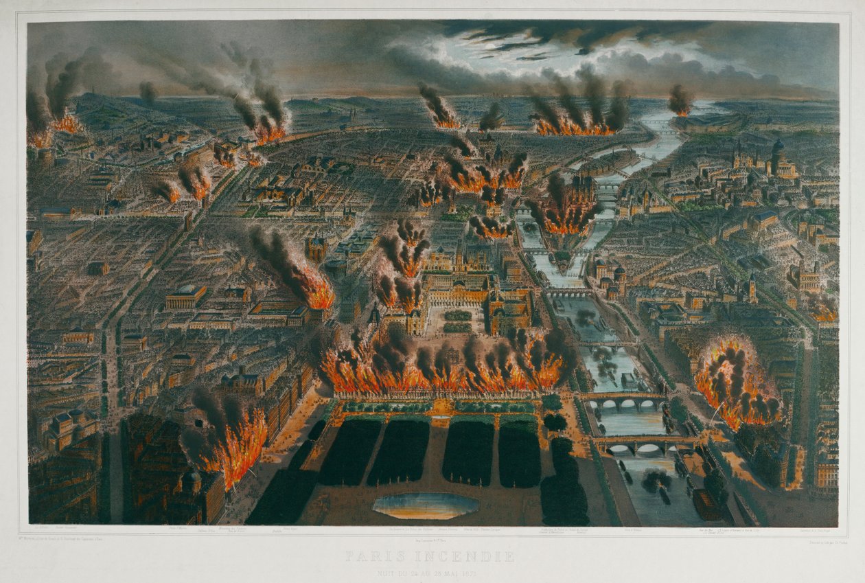 La Comune: Parigi in fiamme nella notte tra il 24 e il 25 maggio 1871 ... (incisione) da Charles Fichot