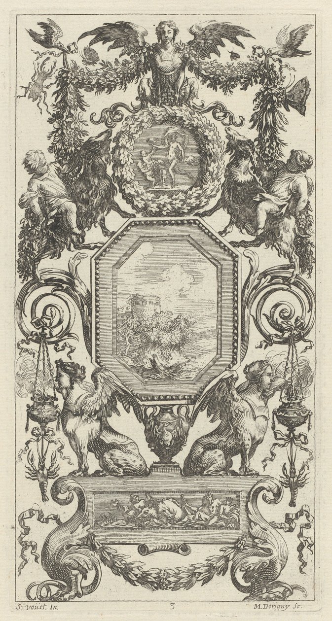 Pannello ornamentale sormontato da un