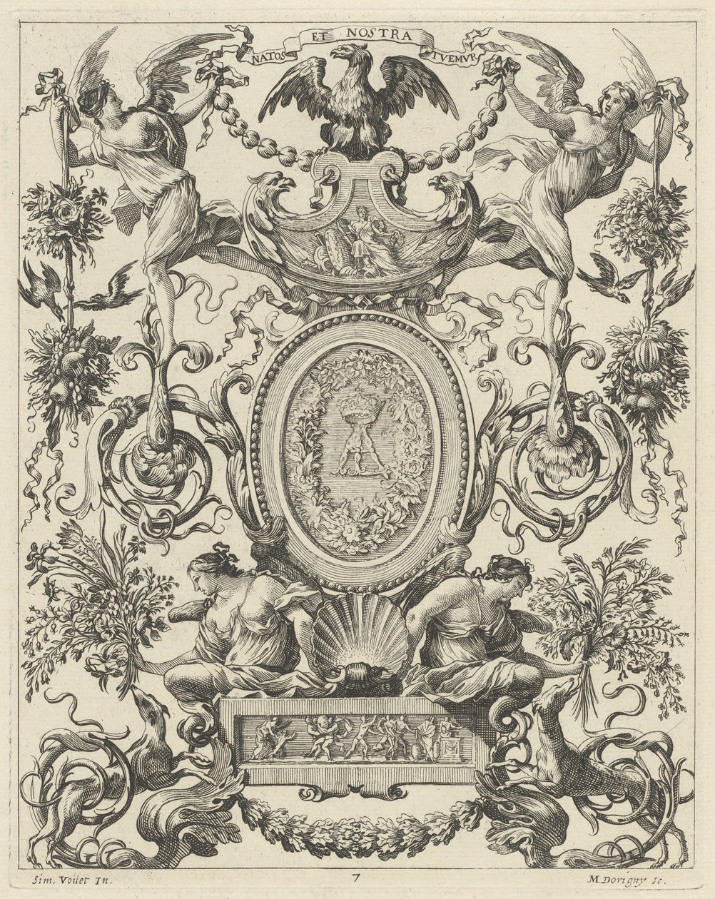 Pannello ornamentale sormontato da un