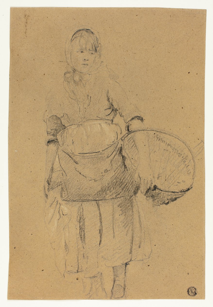 Ragazza pescatrice con cesto da Michel Francois Dandre Bardon