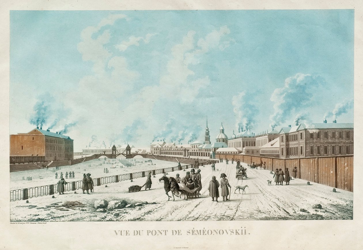 Il ponte Semyonovsky a San Pietroburgo, 1813 da Michel Francois Damam Demartrait