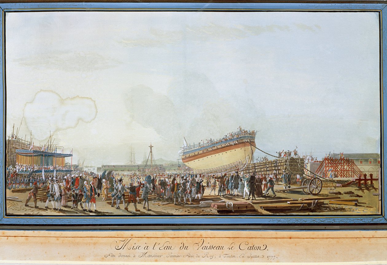 Il varo della nave Le Caton nel porto di Tolone alla presenza del Conte di Provenza nel luglio 1777 da Michel de Toulon