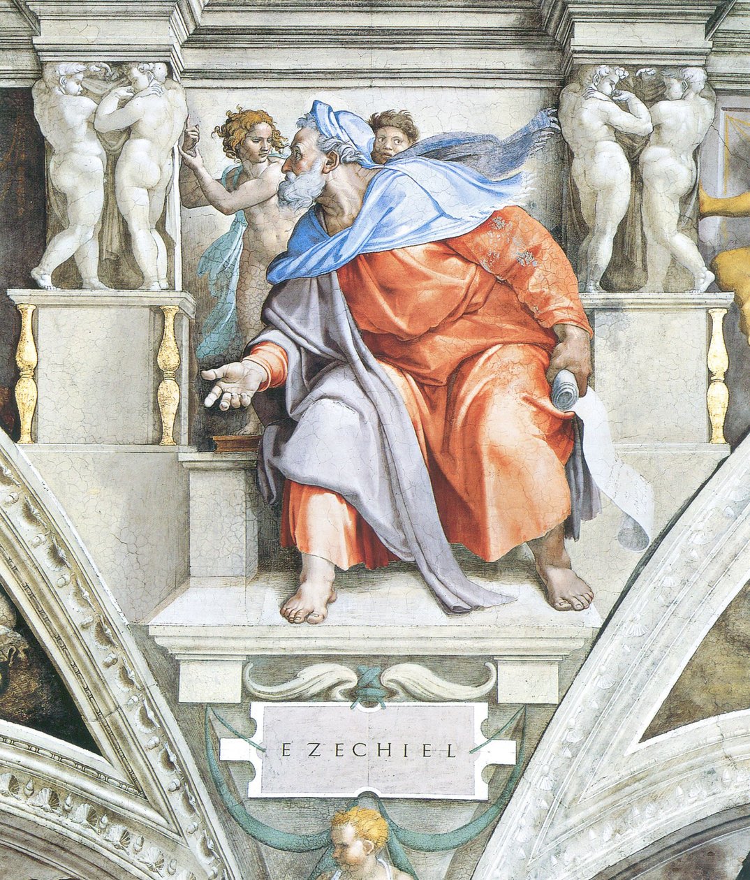 Ezechiele sul soffitto della Cappella Sistina in Vaticano da Michelangelo Buonarroti