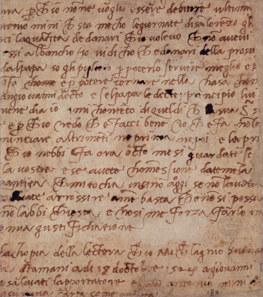 Pagina di scrittura a mano da Michelangelo Buonarroti
