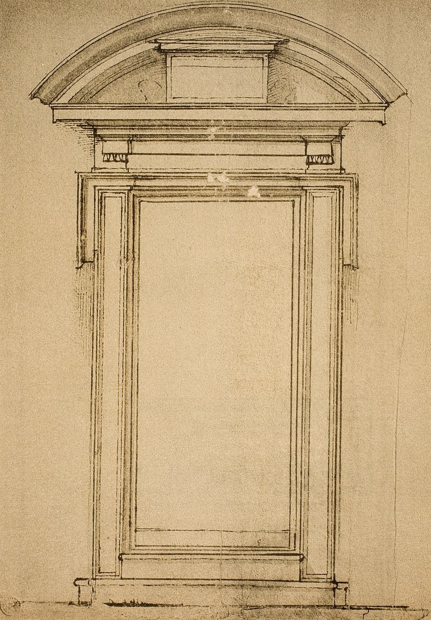 Studio architettonico di una porta, disegno di Michelangelo da Michelangelo Buonarroti