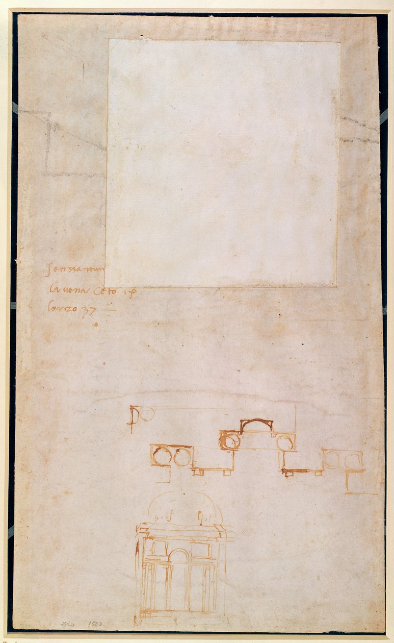 Studio architettonico con note da Michelangelo Buonarroti