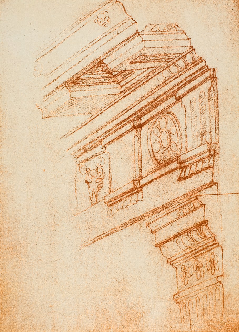 Cornici, entablature e capitelli, disegno di Michelangelo da Michelangelo Buonarroti