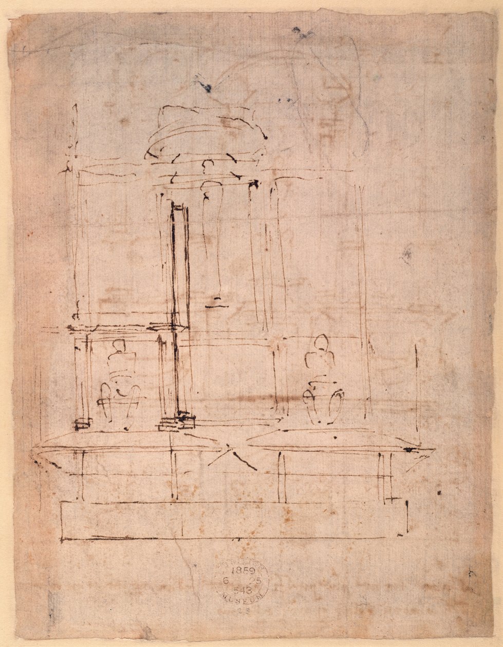 Progetto per la tomba di Papa Giulio II (1453-1513) (verso) da Michelangelo Buonarroti