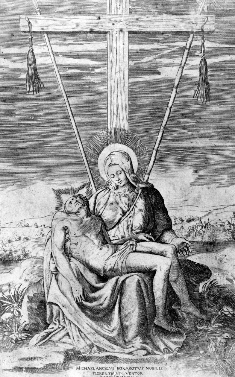 Pietà, incisa da Giulio Bonasone da Michelangelo Buonarroti