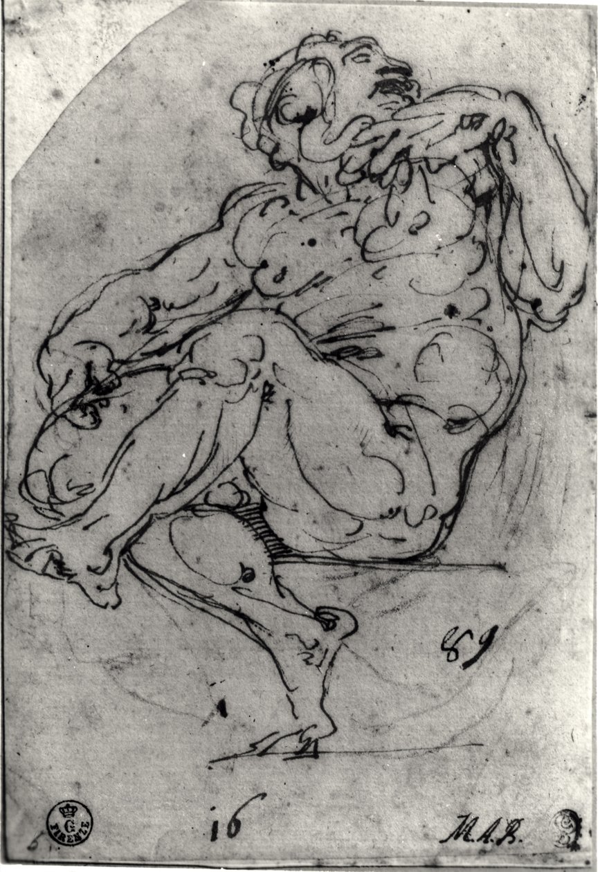 Nudo maschile seduto da Michelangelo Buonarroti