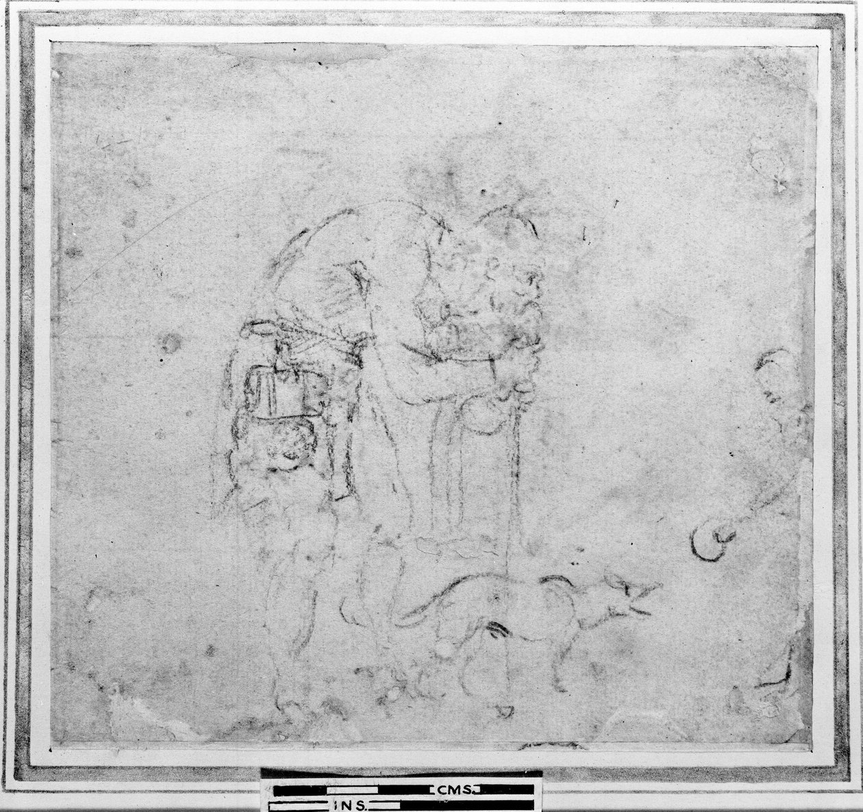 Schizzo con una figura e un cane da Michelangelo Buonarroti