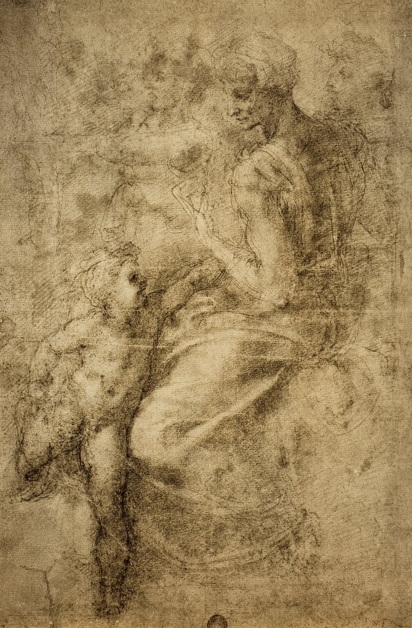 Studio per una sibilla della Cappella Sistina; disegno di Michelangelo. Gallerie dell