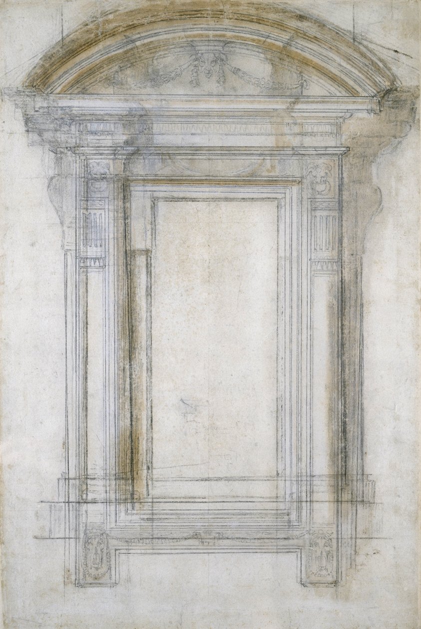 Studio di una finestra con frontone semicircolare, c.1546 da Michelangelo Buonarroti