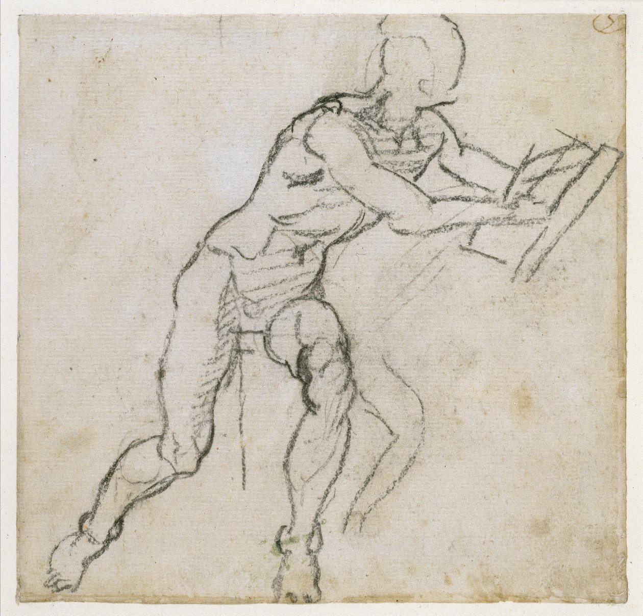 Studio di un nudo maschile seduto da Michelangelo Buonarroti