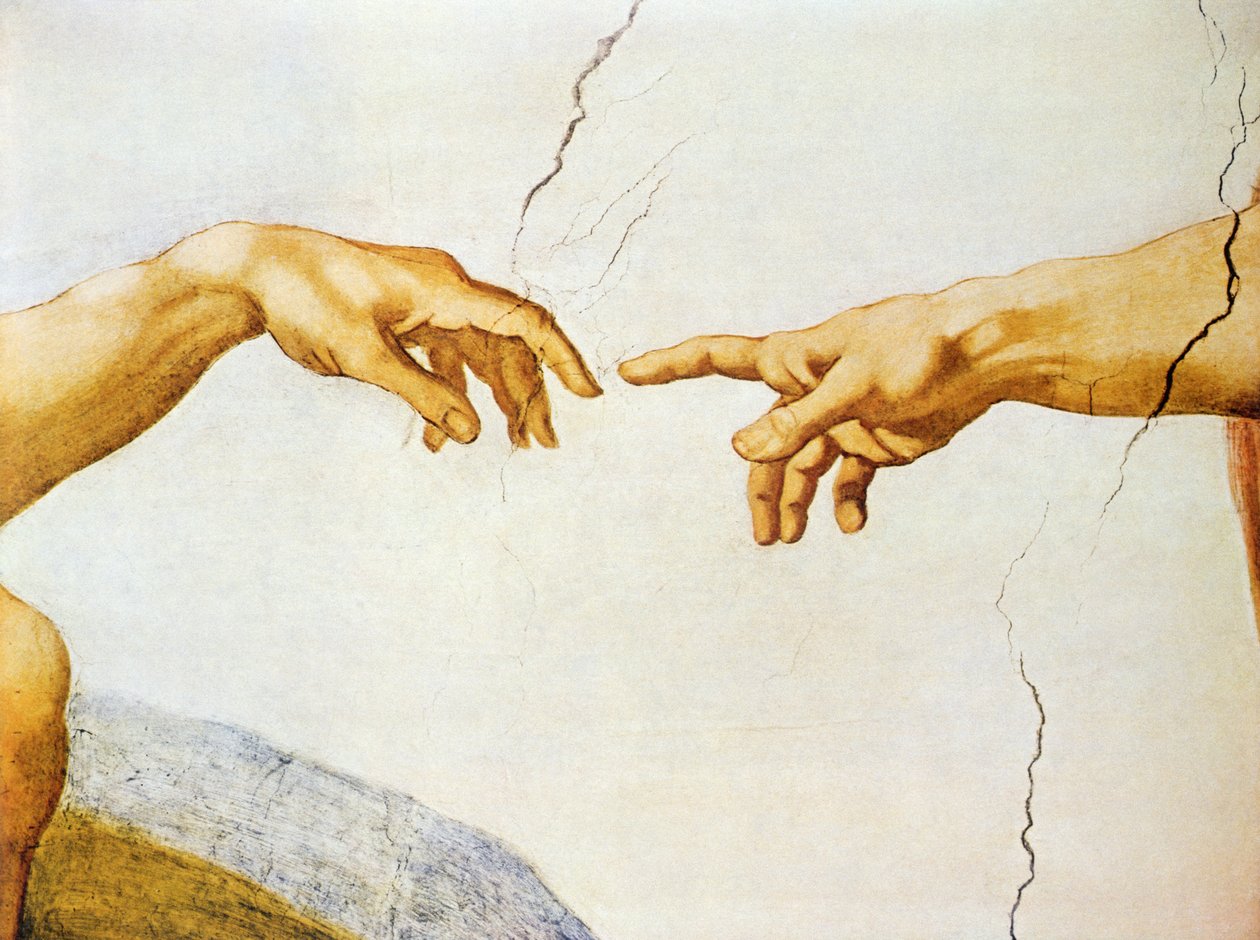 La creazione di Adamo, dal soffitto della Sistina, 1510 (dettaglio) da Michelangelo Buonarroti