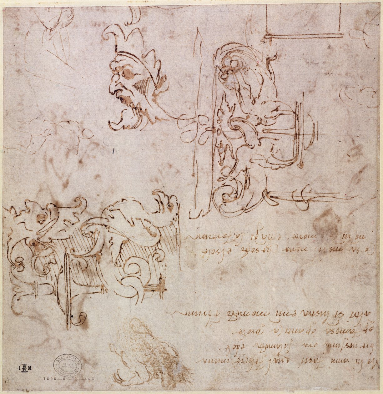 W.3v Disegni abbozzati per mobili e decorazioni da Michelangelo Buonarroti