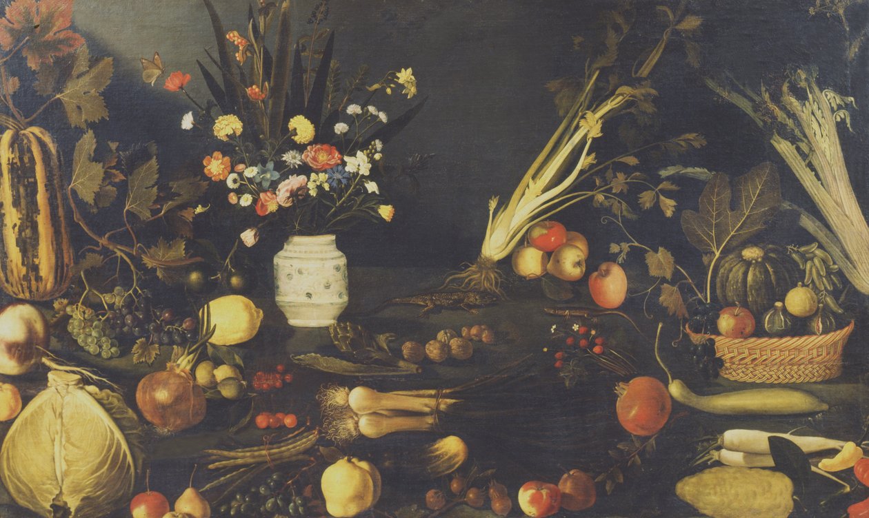Natura morta di fiori, frutta e verdura, c.1594 da Michelangelo Merisi Caravaggio