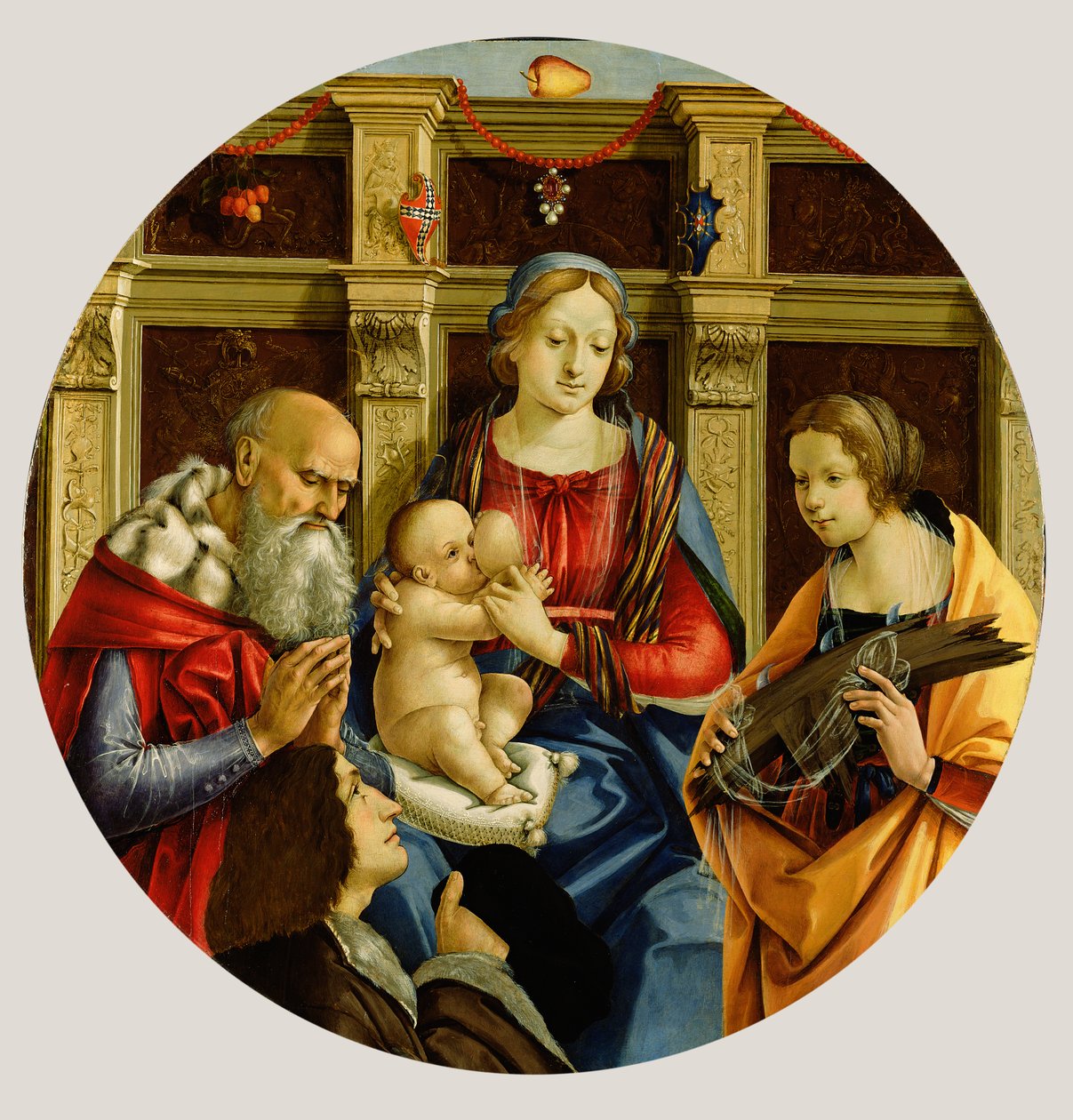Madonna col Bambino con un Santo Maschio, Caterina d
