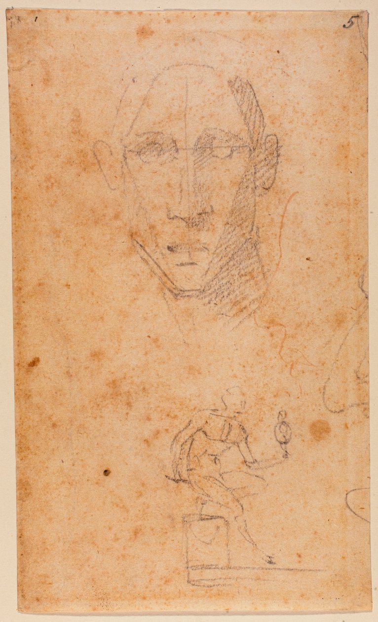 Studio della testa e schizzo di Diomede con Palladio da Michelangelo (after) Buonarroti