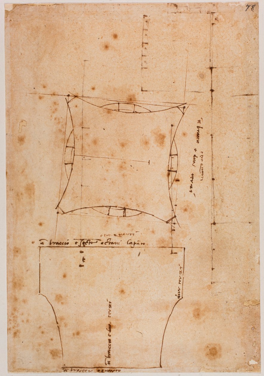 Pianta e alzata di capitello, XVI secolo da Michelangelo (after) Buonarroti