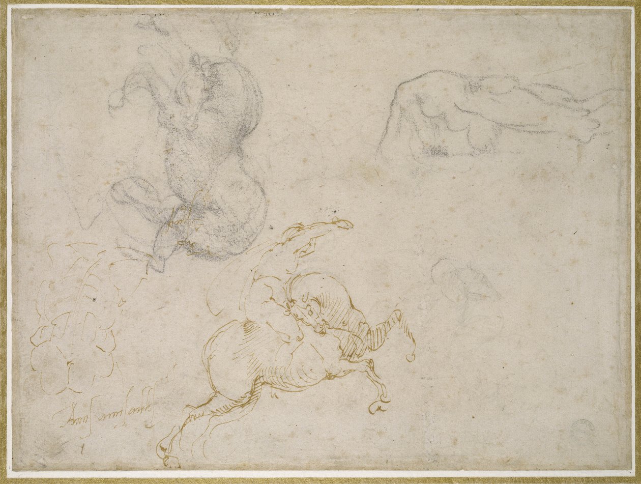 Cavaliere che carica e altri studi da Michelangelo Buonarroti