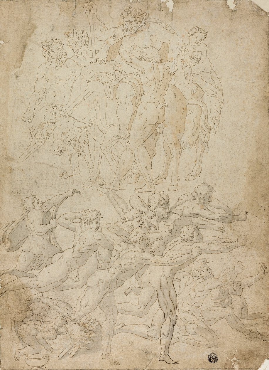 Arcieri che sparano a un Herm, Trionfo di Bacco e altri studi da Michelangelo Buonarroti
