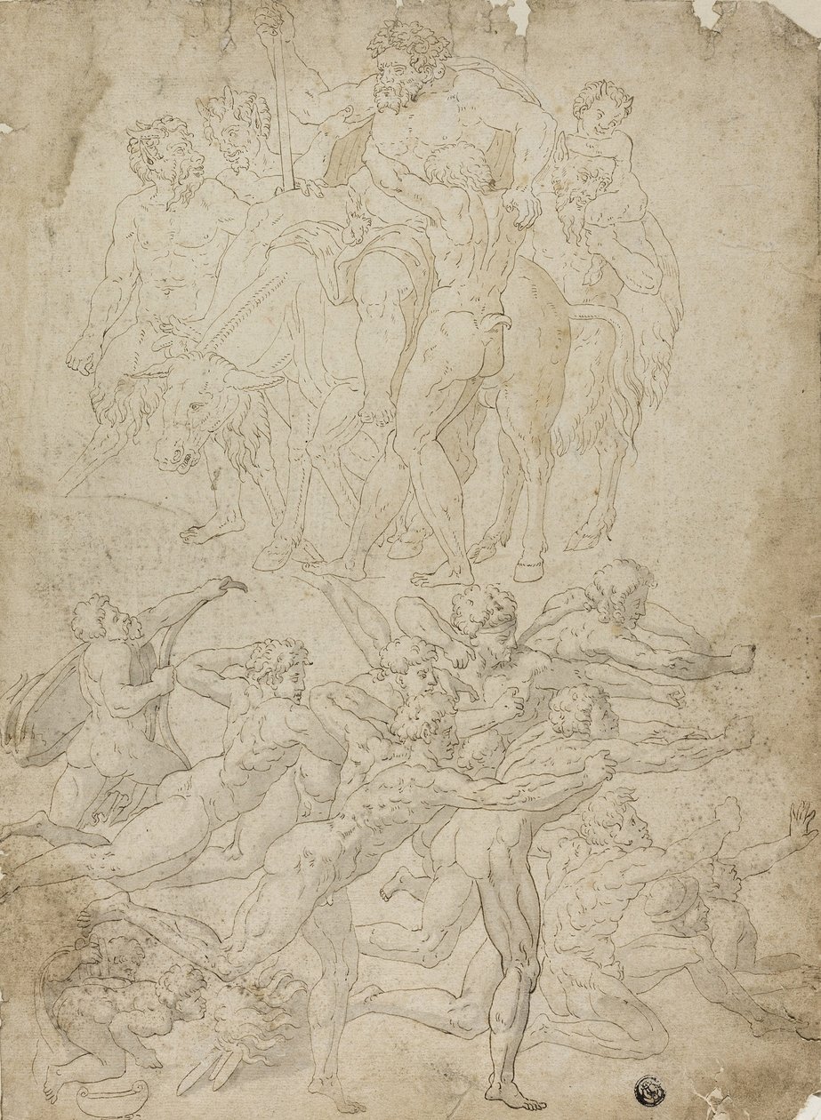 Arcieri che tirano a un erma, trionfo di Bacco e altri studi da Michelangelo Buonarroti