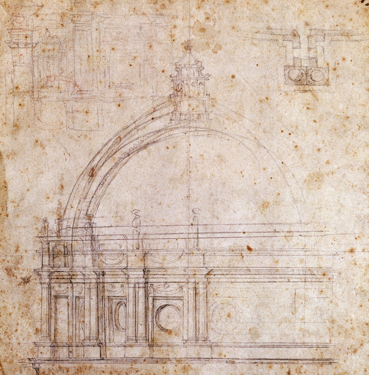 Disegni per la cupola della Basilica di San Pietro in Vaticano, disegno di Michelangelo, Italia da Michelangelo Buonarroti