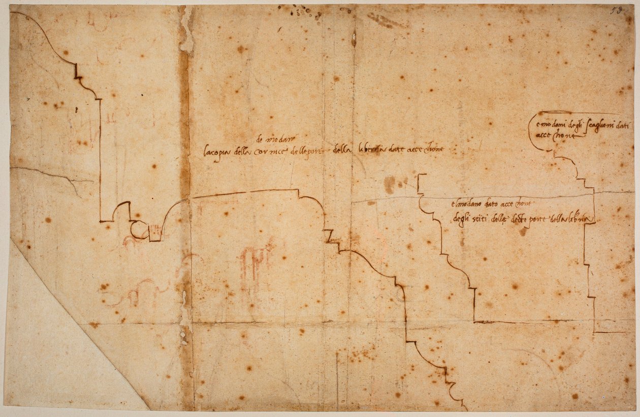 Profili delle modanature per la porta della Biblioteca Laurenziana da Michelangelo Buonarroti