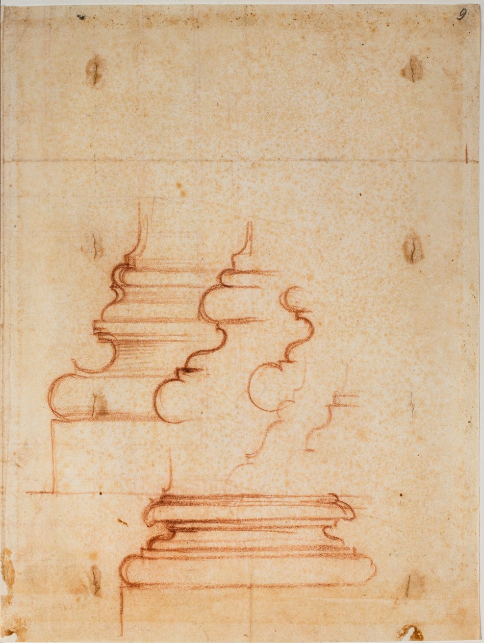 Basi di pilastri per la Nuova Sagrestia, iscrizioni manoscritte da Michelangelo Buonarroti