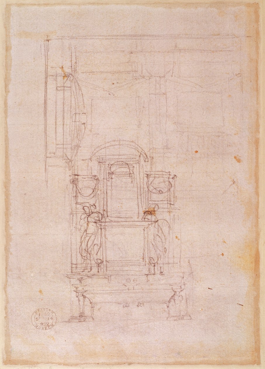 Disegno preparatorio per la tomba di Papa Giulio II da Michelangelo Buonarroti