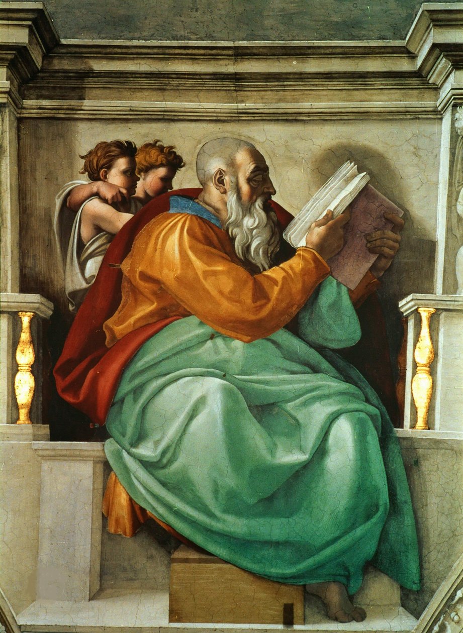 Profeti e Sibille: Zaccaria Soffitto della Cappella Sistina in Vaticano, 1508-1512 da Michelangelo Buonarroti