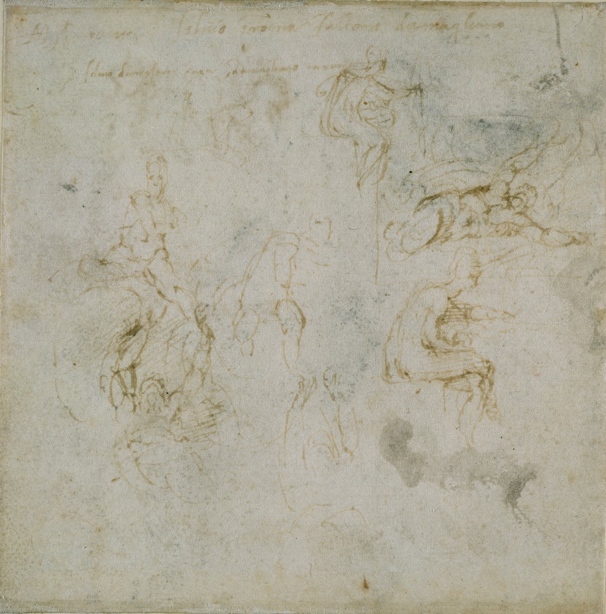 Recto: Otto studi di figure. Verso: Studio di figura, c1490-1560 da Michelangelo Buonarroti