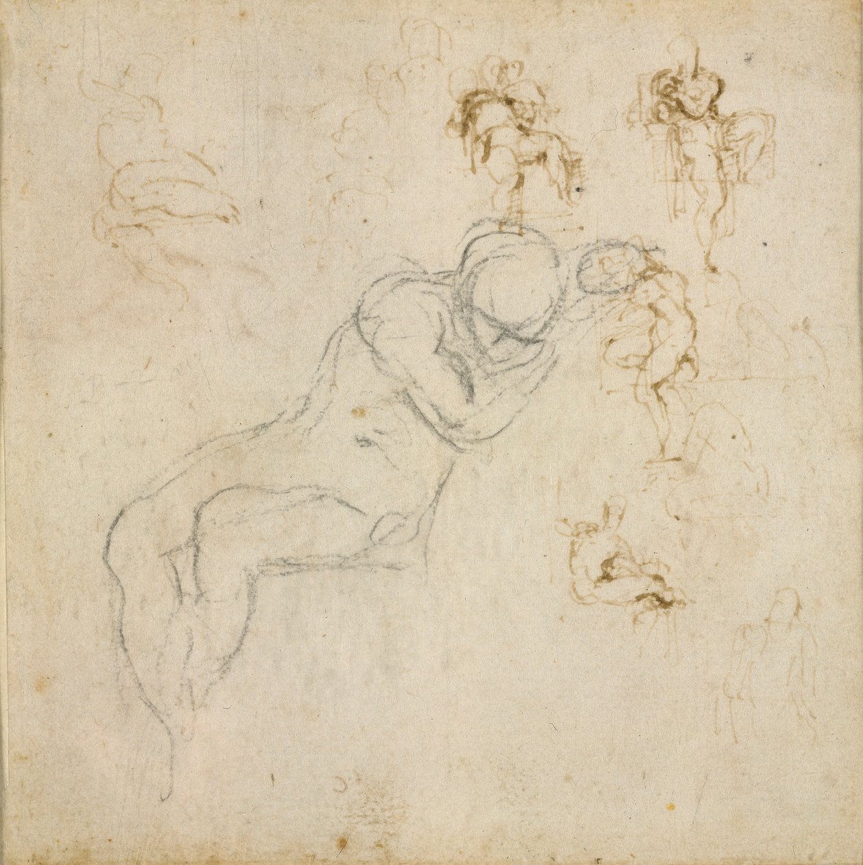 Recto: Otto studi di figura. Verso: Studio di figura da Michelangelo Buonarroti