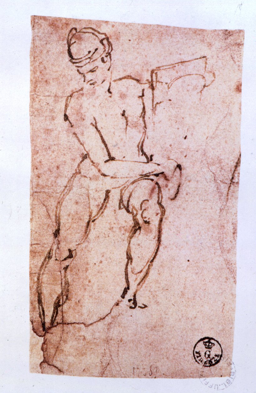 Soffitto della Cappella Sistina: schizzo di un apostolo da Michelangelo Buonarroti